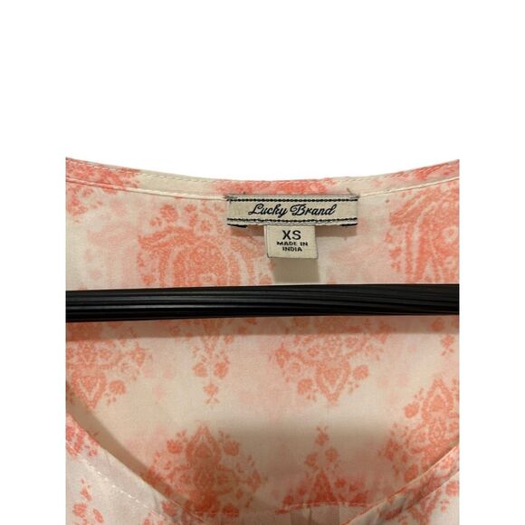 Lucky Brand Chiffon Style Pink Peach Sleeveless Paisley Button Front Maxi Dress - Picture 4 of 10